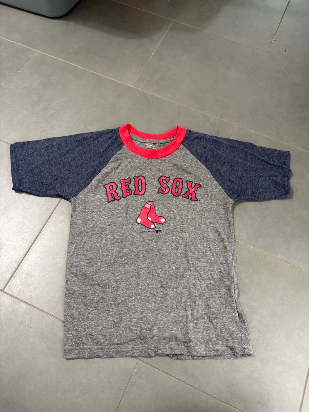 Boston Red Sox Raglan Tee - Gray, Navy & Red